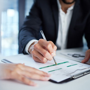 People go over paperwork