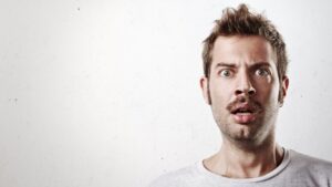 Man with shocked expression.